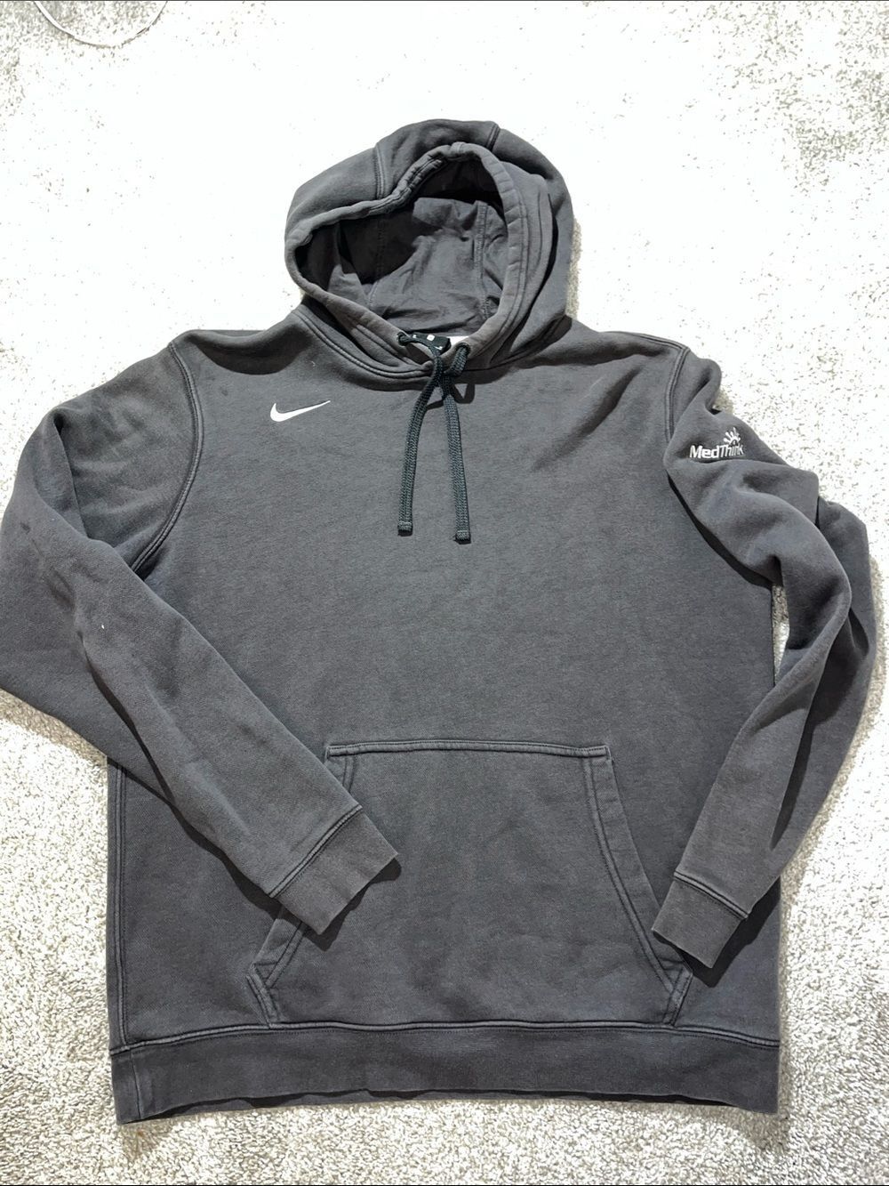 Mens Nike Fleece Gray Hooded Hoodie Swoosh sweatshirt M Medthink Medical